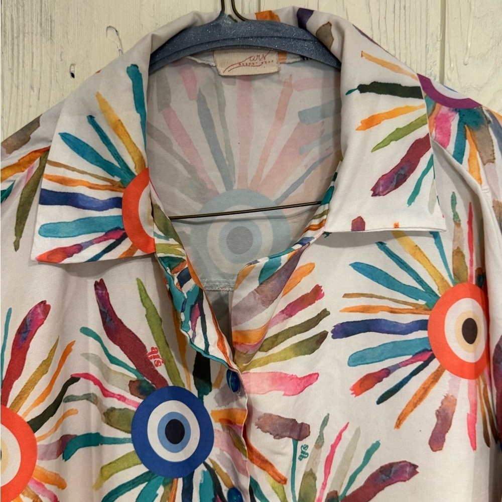 Ars Abstract Collared Button Up Blouse - image 2